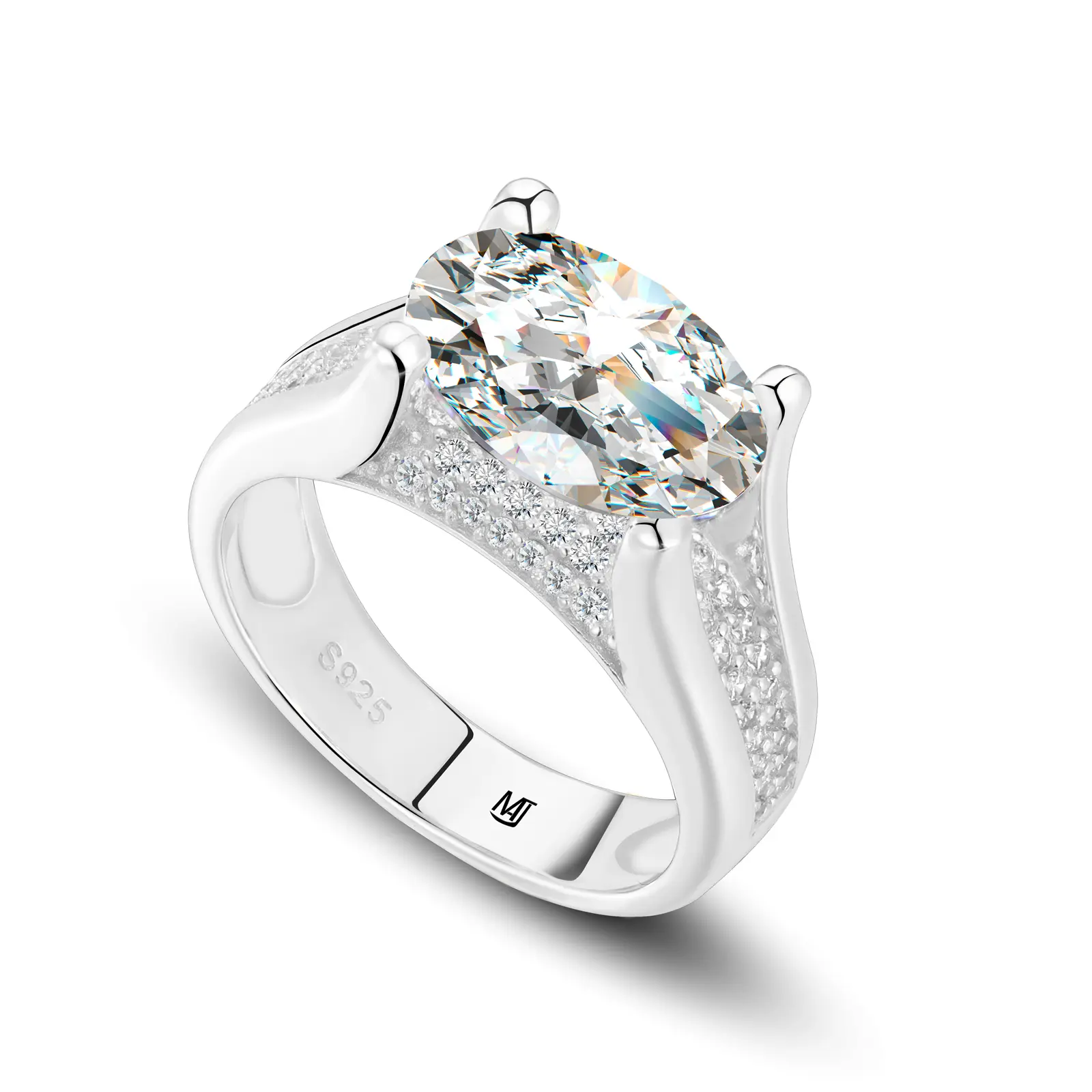 UCCIYO S925 Sterling Silver Zircon Promise Ring for Women, 3.5CT Oval Cut Vintage Ring, Sparkly Anniversary Wedding Gift Jewelry  summerwins【#RS925175】