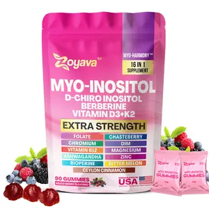 Zoyava Myo-Inositol Gummies -  Women's Hormones & Cycle Support Dietary Supplement - with D-Chiro Inositol, Berberine & More - 90 Edible Gummies - (Mixed Berry Flavored)