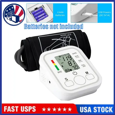 Upper Arm Voice Broadcast Digital Automatic Blood Pressure Monitor - Blood Pressure Monitors for Home Use, 1-Touch Button, Digital LCD (BP, HR, Date, Time), 2×99 Sets Trend Tracking, Pulse + Irregular Heartbeat Detection (TikTok Shop Back to School)