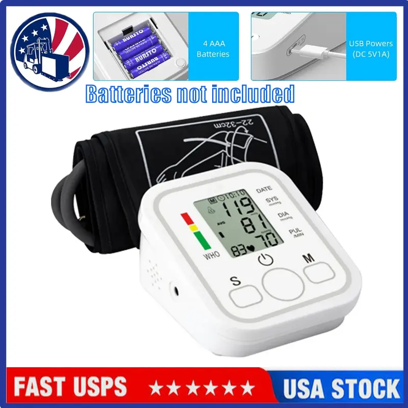 Upper Arm Voice Broadcast Digital Automatic Blood Pressure Monitor - Blood Pressure Monitors for Home Use, 1-Touch Button, Digital LCD (BP, HR, Date, Time), 2×99 Sets Trend Tracking, Pulse + Irregular Heartbeat Detection (TikTok Shop Back to School)
