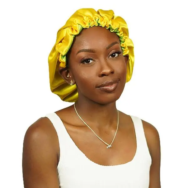 Lemon Lime Satin Reversible Bonnet - Versatile Hair Protection Bonnet with Elastic Band for Comfort & Style
