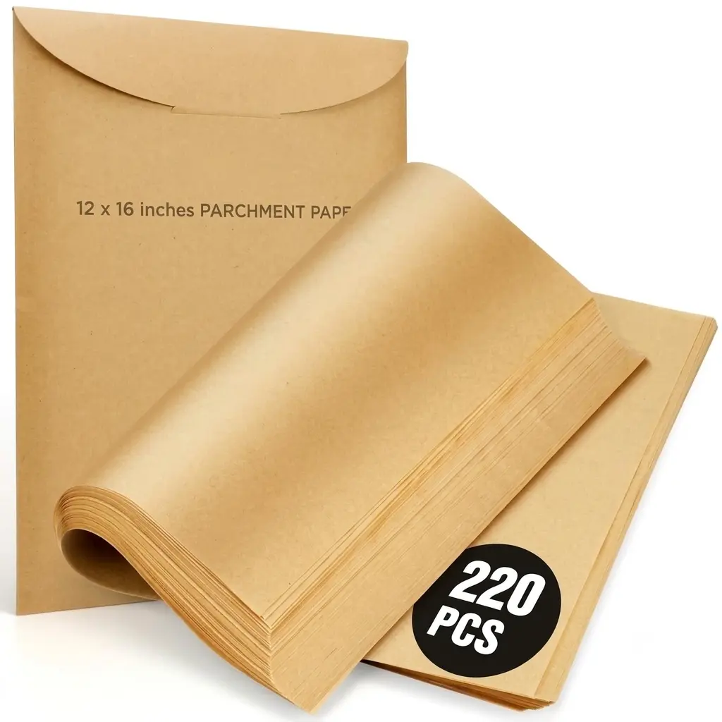220 Pcs Unbleached Parchment Paper Sheets for Baking, 12'' X 16'' Pre-cut Half Sheet Parchment Paper, Non Toxic | Non-Stick | Lay Flat Baking Paper for Cookies, Bread, Cooking, Air Frying, Oven