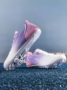 Parent - child Orange - Green Gradient Detachable - Spikes Track and Field Shoes, Colorful Racing Style, Breathable Mesh Material, Strong Grip & Multi - field Adaptation, Ideal for Parent - child Track and Field Training & Competitions