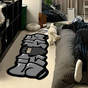 Letter Anime Character Irregular Shape Rug, Soft Non-Slip Area Rug, Trendy Design, Room Decoration, Living Room and Bedroom