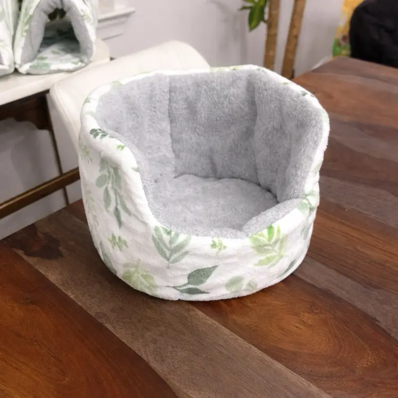 Leaf Snuggle Cup | Cozy Small Pet Bed | Plush Cuddle Cup for Guinea Pigs, Hamsters, Rats & Bunnies | Optional Liner