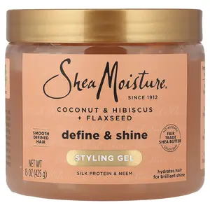 SheaMoisture Styling Gel, Define & Shine, Coconut & Hibiscus + Flaxseed, 15 oz (425 g)