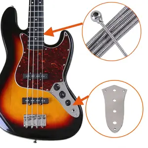 Jazz Bass Control Plate & 4-String Electric Bass Coated Strings Set, Smooth Feel Coated Rust-Resistant Strings, Vintage Rock Electric Bass Accessories, for Professional Bassists