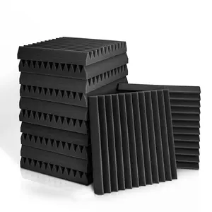Acoustic Foam Panel, 12pcs/24pcs Studio Soundproof Sponge Pad, Sound-absorbing Treatment Panel, Ktv Room Ceiling Wall Sticker