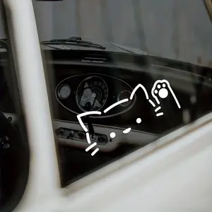 1PC Cute Peeking Cat Car Sticker, Decal Sticker | For Car Windows, Bodies, Hand-Drawn Cartoon Cat Paw Peeking Decor, Turn Your Ride into Soft Healing Vibe, Get Cuteness Hit Every Drive, Car Decals