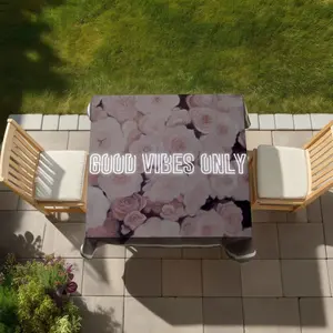 Begin Home Decor C1TC5858VF8U6I 58 x 58 in. Modern White Tablecloth - Good Vibes Only Roses - Home Decor
