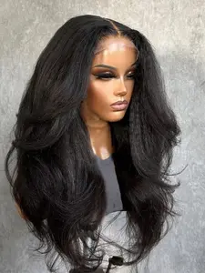 Fashion Yaki Ultra Soft 26 Inch 180 Density Lace Front Wig, Loose Wave Wig, Synthetic Wavy Wig, Pre-Beled Wave Curl Hair, Daily Use, All Seasons
