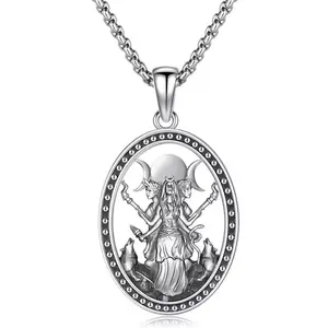 Hecate Goddess of March pendant necklace, a vintage witchy style jewelry piece suitable for both men and women, perfect for everyday wear and gift-giving.