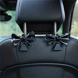 1pc Stylish PU Leather Car Hooks with Bow Tie - Perfect for Car Seat Organizer, Seat Headrest Organization and Auto Fastener Hangers, Car Accessories - Enhance Your Car Storage