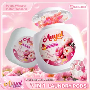 Auyol 4th Gen Laundry Capsules 7 in 1, Peony Whisper Fragrance, Quick-Dissolving Formula, Non-Bio, Powerful Clean & All-Day Freshness