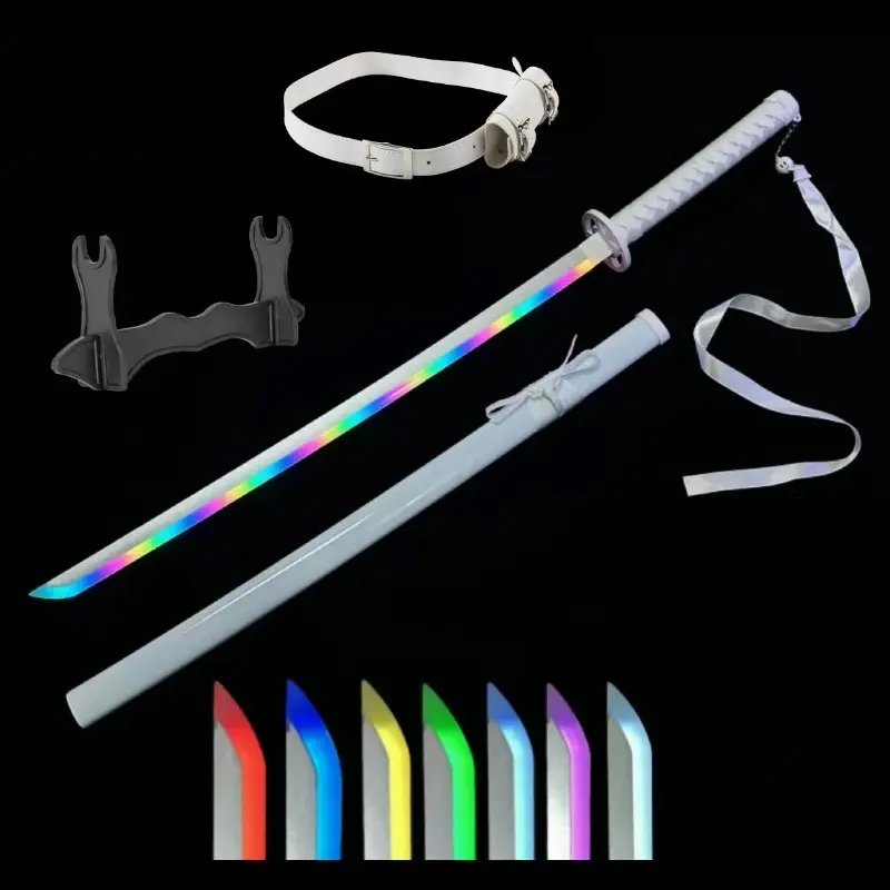 DKD 41” Light-Up Anime Katana Sword – LED Color-Changing Samurai Cosplay Sode no Shirayuki Prop with 10 Light Modes, Sound Effects, Belt & Display Stand, Perfect Gift