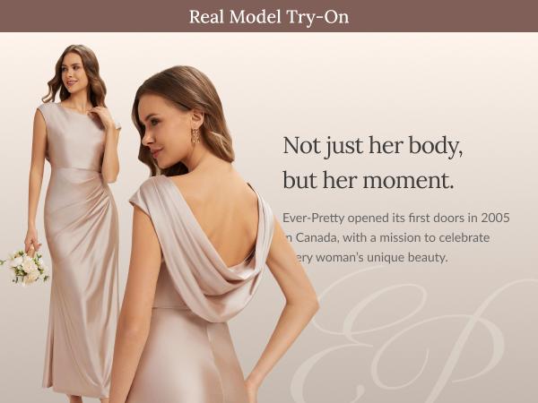 Ever-Pretty 2026 New Trend Silky Satin Bodycon Dress – High Stretch, Moderate Thickness & Breathable – Your Go-To for Prom, Bridal Party & Evening Gala ES02727