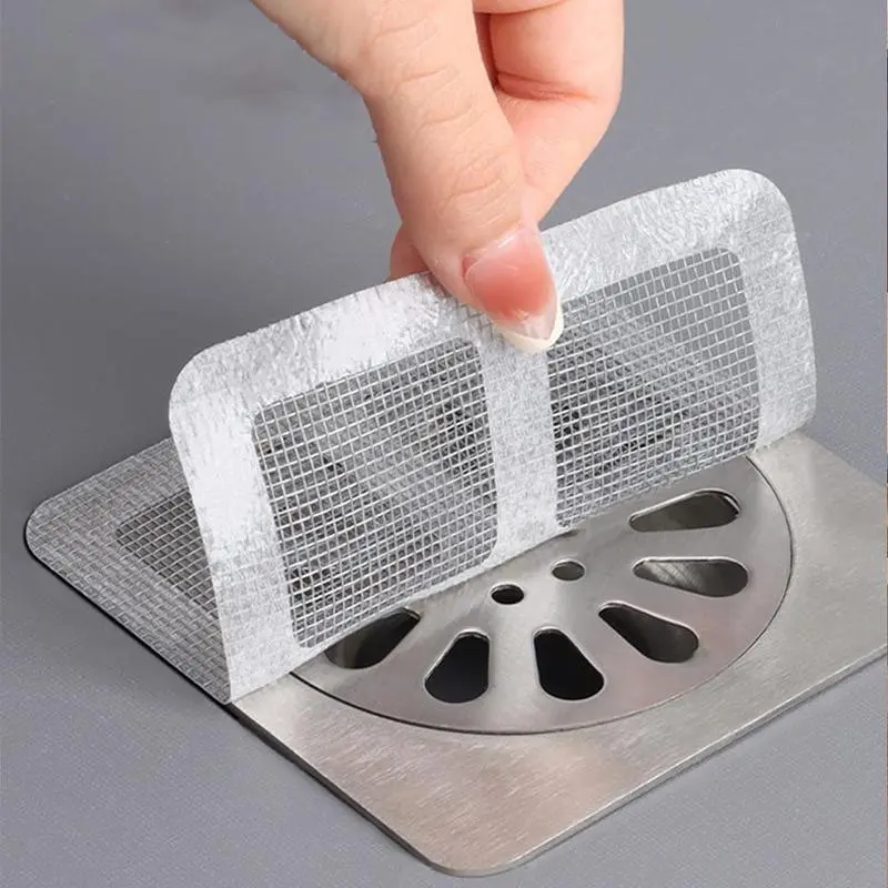 3pcs/6pcs/12pcs Floor Drain Filter Screen, Sewer Hair Blocking Sticker, Drain Strainer Cover, Drain Protector, Anti Clogging Drainage, Home Bathroom Kitchen Supplies, Bathroom Gadgets, Bathroom Accessory