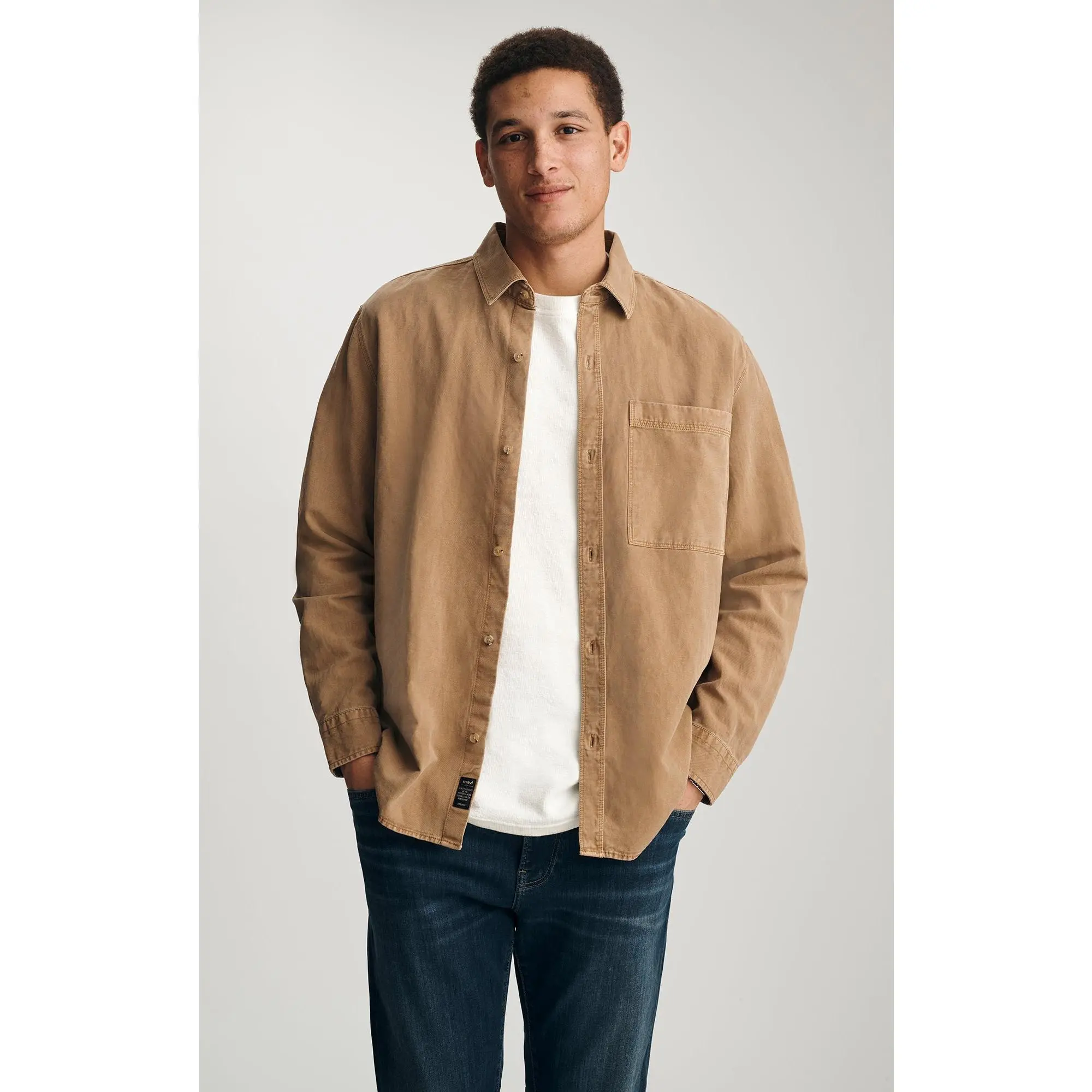 TENCEL™ ONE POCKET BUTTON-UP SHIRT IN TIGER'S EYE