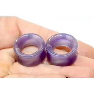 Dark Purple Cat Eye Glass Tunnel Plugs