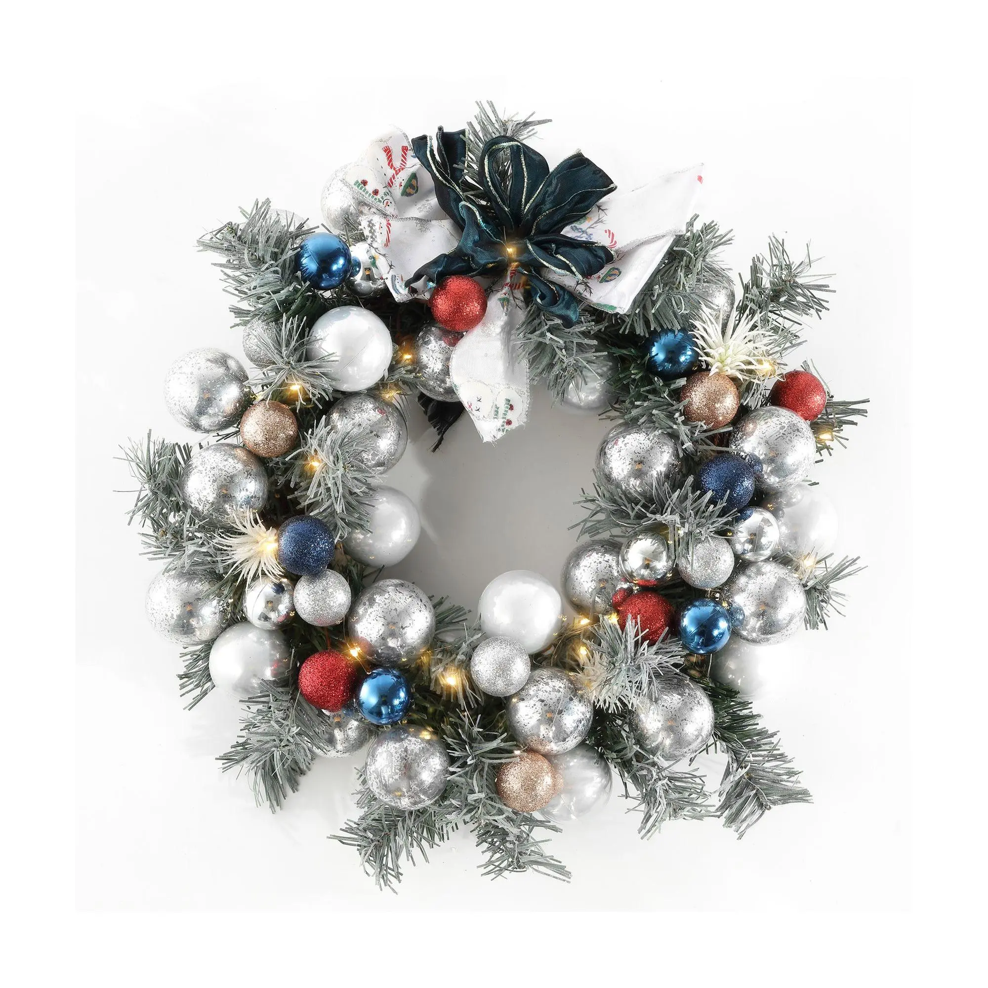 Safavieh Faux 20" Pine LED Wreath w/Ornaments