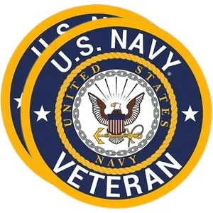 United States Navy Veteran Vinyl Sticker Decal - 4 Inches - Us Navy Veteran Car Decals Stickers for Car Truck Van Window Decals For Vehicles Bumper Laptop Tablet Cup Tumbler Water Bottle and Any Smooth Surface, Automotive Decals, 2-Pack