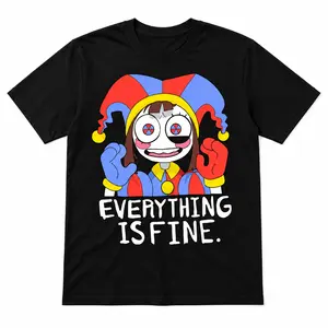 Cute Pomni The Amazing Digital Circus Kids Graphic T-Shirt, Boys Girls Short Sleeve Cotton Tee, Spring Summer Casual Cartoon Top, Unisex Soft Crewneck Fan Shirt, Birthday Holiday Gift for Children