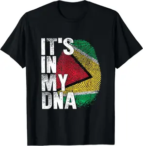 100% Cotton IT'S IN MY DNA Guyana Flag Pride National Country Roots T-Shirt