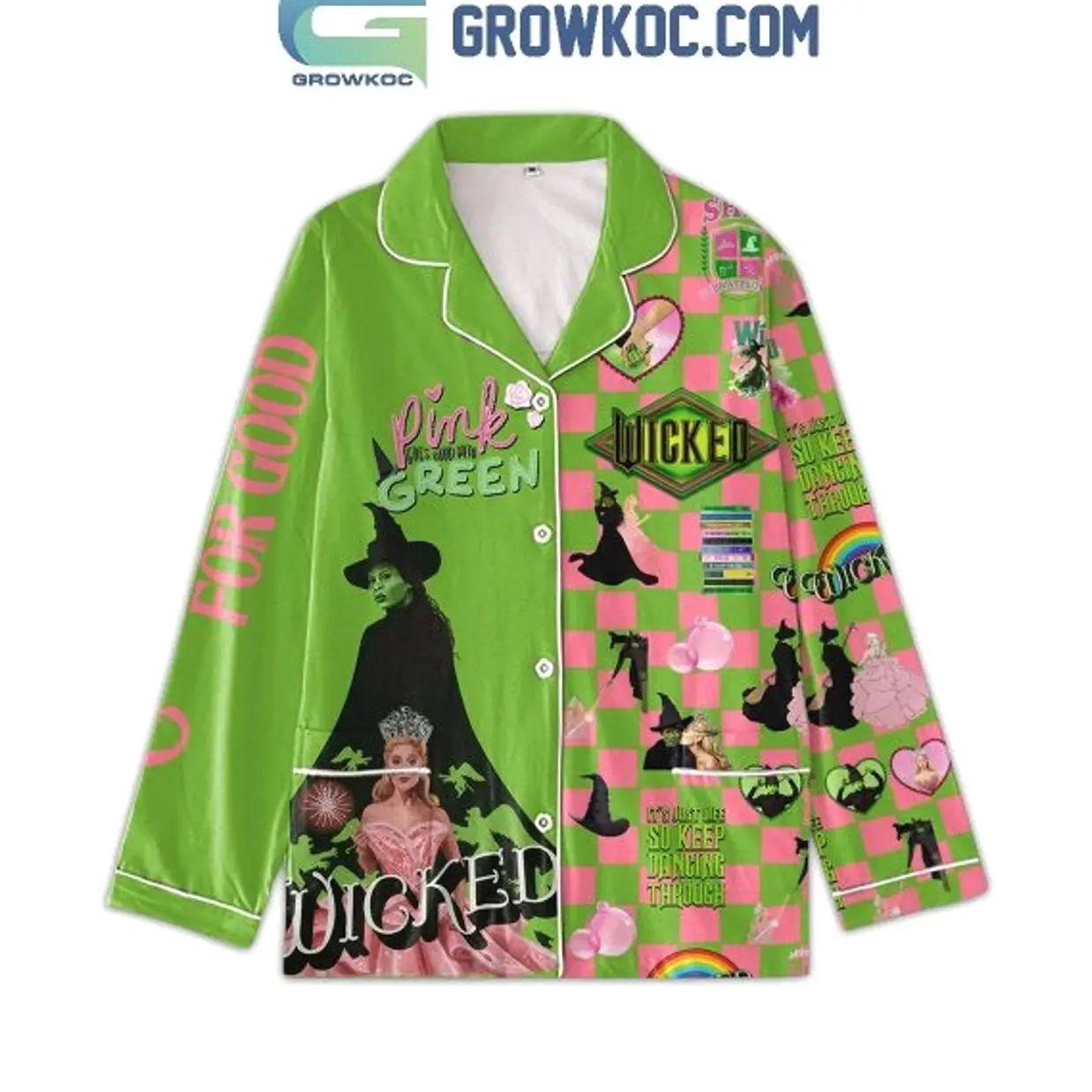 Wicked Pink Goes Good With Green Pajamas Set