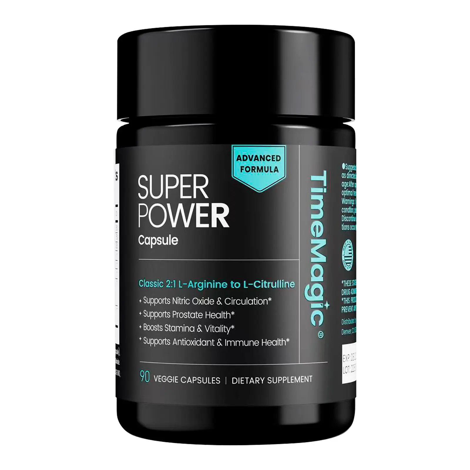 TimeMagic SUPERPOWER 8‑in‑1 for Men - D‑Aspartic Acid & Panax Ginseng Extract, Zinc Selenium Magnesium, Support Testosterone Production, Support Healthy Blood Circulation, Support Healthy DHT Levels, 90 Caps Clean Label Vegan Capsules