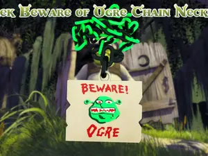 Shrek Beware of Ogres Sign Shrek Rave Hype Chain 3D Printed
