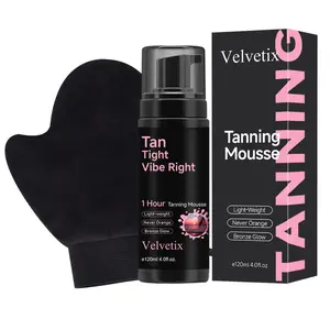 Velvetix Dark Self Tanner – Love at First Tan Mousse, 1 Hour Express, No Orange, No Smell, Vegan & Smooth Moisturizing Bronze Finish – 4.0 Fl Oz