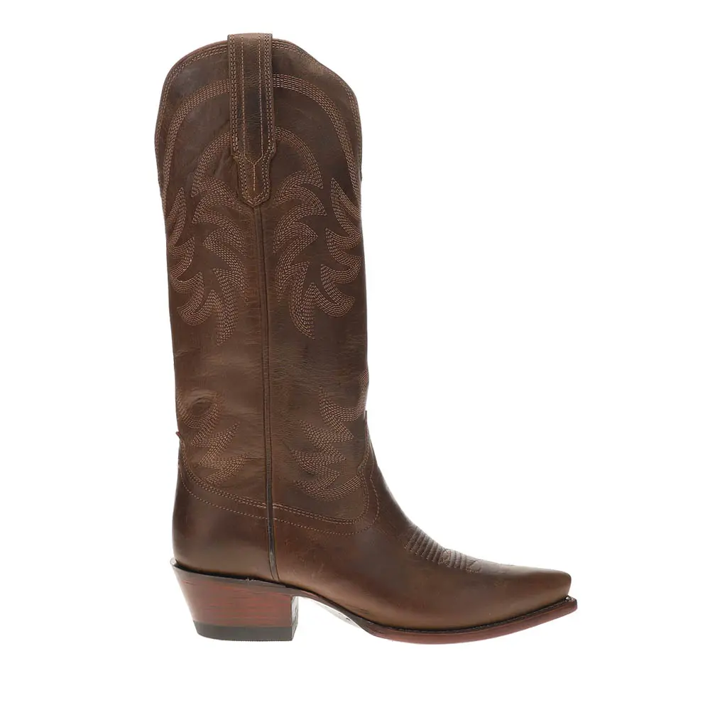 Tecovas Womens The Annie Tall Embroidered Snip Toe  Casual Boots Knee High Low Heel 1-2" - Brown