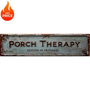 Porch Therapy Aluminum Sign 4X16 In Vintage Metal Wall Art Plaque For Home Decor Bathroom Kitchen Signage