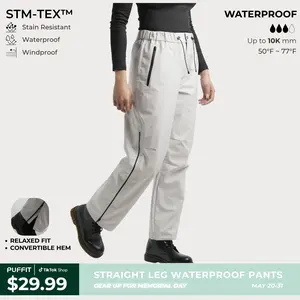 PUFFIT STM-TEX  Relax Fit Straight Leg Waterproof Pants With 2 Side Zip Hem, Lightweight, Breathable & Eco Fabric,Work, Walk & Outdoor Ready,Comfort Fit,Hiking,Casual Fitted Style