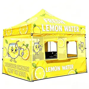 10*10ft Lemonade Tent Stand Branded Tarpaulin Pop up Tent In Stock 600D Oxford Aluminium Frame Straight Leg Vendor Booth Canopy Tent for Outdoor Business