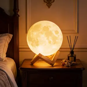 Romantic 3D Moon Table Lamp - Realistic Lunar Texture Warm Glow, Touch Dimmable, for Bedroom Date Night, Dinner Decor - Perfect Valentine's Gift for Her 5.9inch