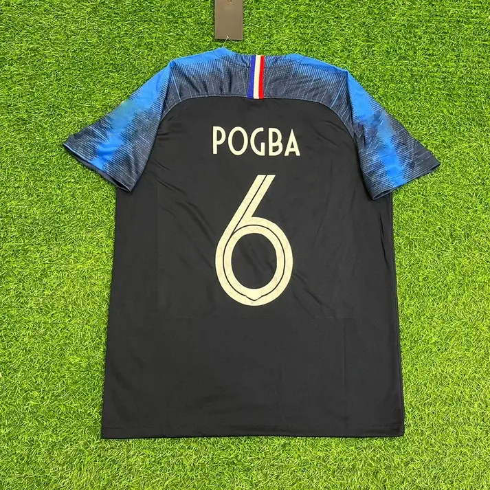 P.Pogba #6 2018 Black Blue Retro Football Jersey – Classic Black & Blue Design, Short Sleeve, Central Midfielder, Full Printed