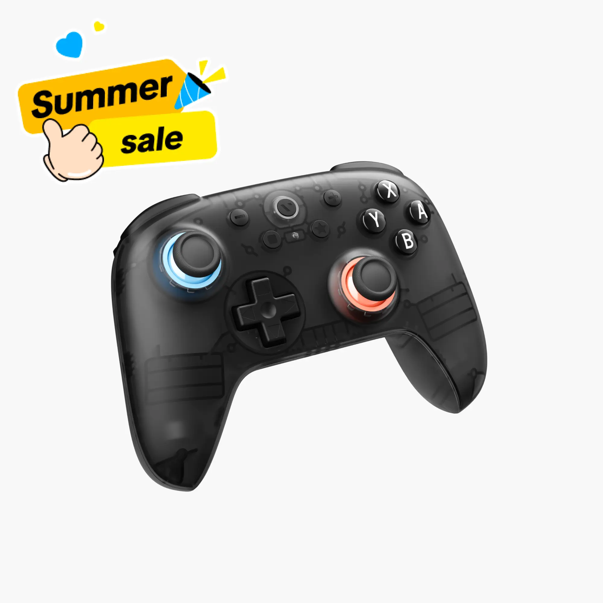 VITURE × 8BitDo Ultimate 2C Bluetooth Gaming Controller for Switch & Switch 2 | 6-Axis Motion Control | Hall Effect Joysticks | Rumble Vibration | Turbo Function | Wake on Shake | Smoky Translucent