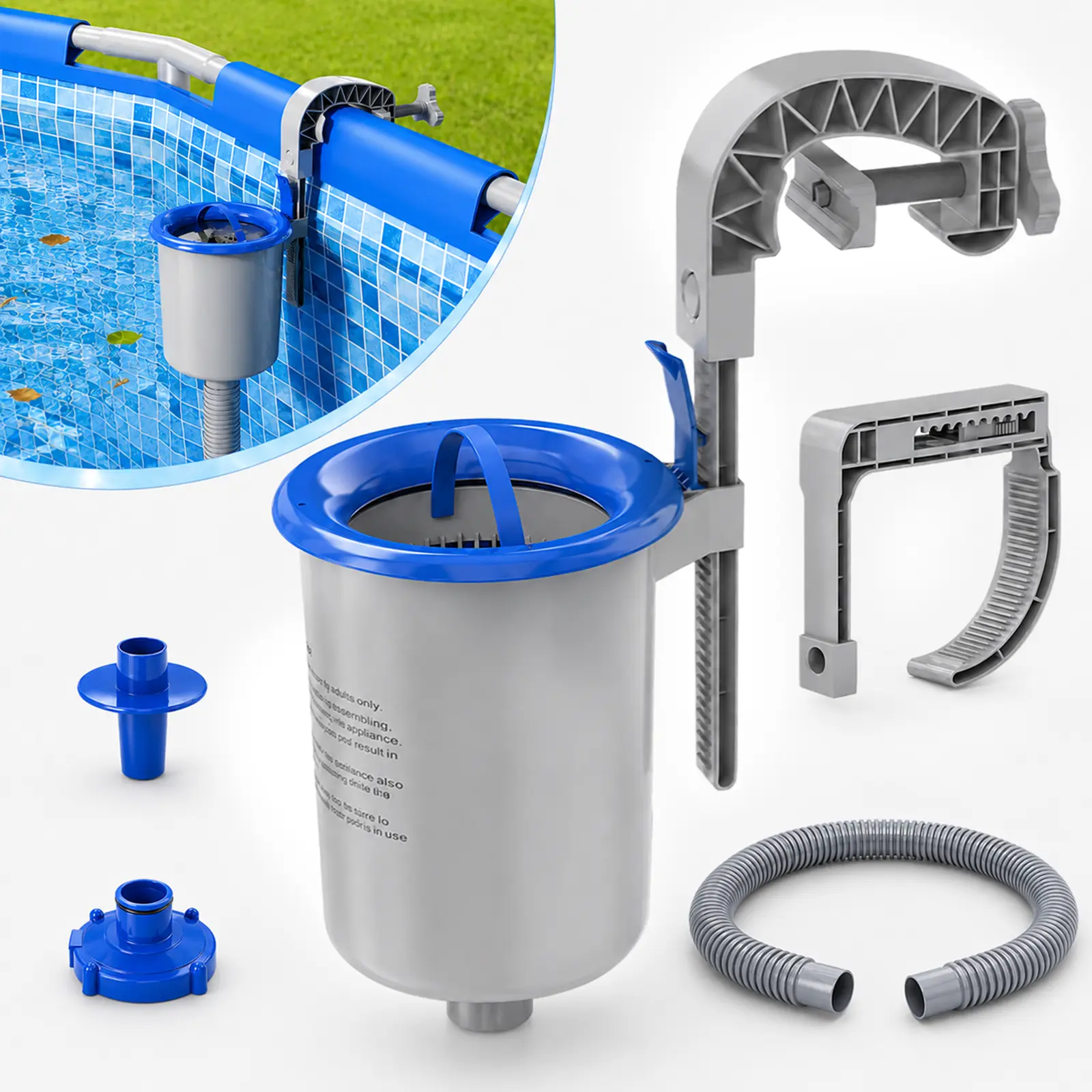 Sepetrel Above Ground Pool Wall Mount Surface Skimmer, Efficient Debris-Removing Accessory for Inflatable Collar, Tubular & Metal Frame Pools with Floating Skimmer Basket, Pool Accessories