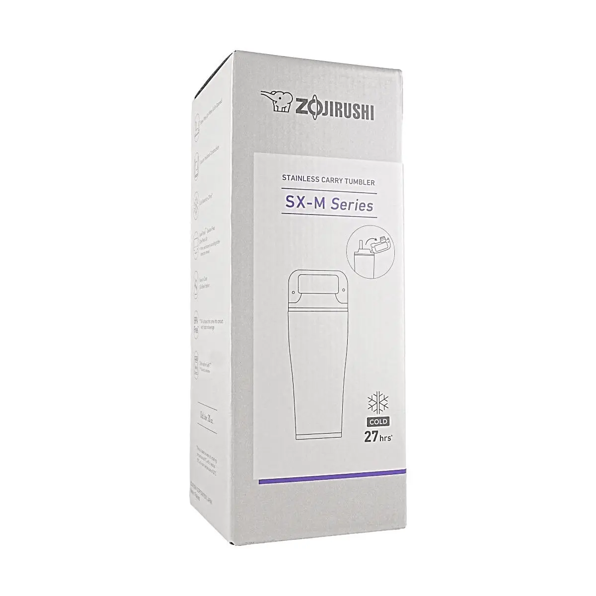 Zojirushi 0.6L Stainless Steel Thermal Flask - SX-MA60H, Tumbler Shape Beverage Container with Straw Lid, Carry Handle, Vacuum Insulation for Hot & Cold Drinks