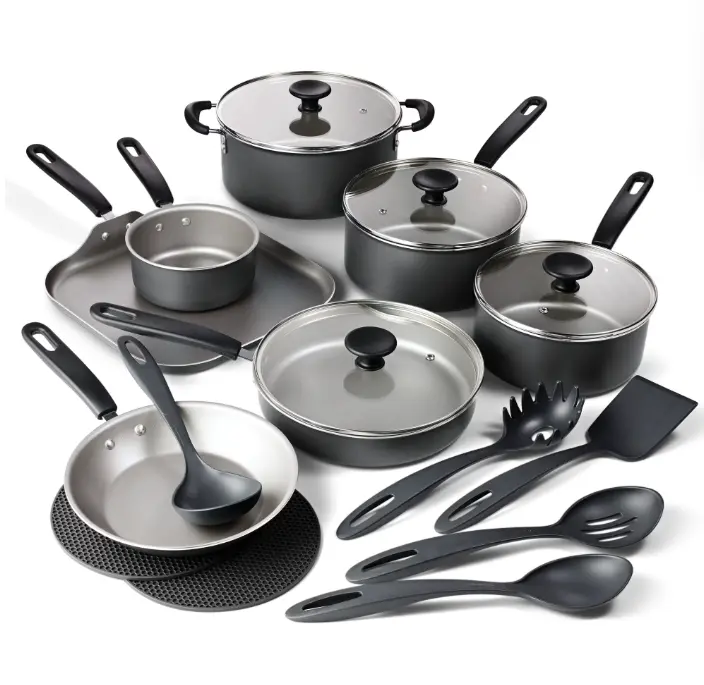 Tramontina Primaware 18-Piece Nonstick Cookware Set, Asphalt