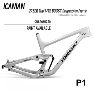 ICANIAN P1 Carbon Fiber Endurance Racing Frame MTB Bike Frame Customizable with 130 mm Rear Travel & 27.5/29" Tire Compatibility outdoorfun