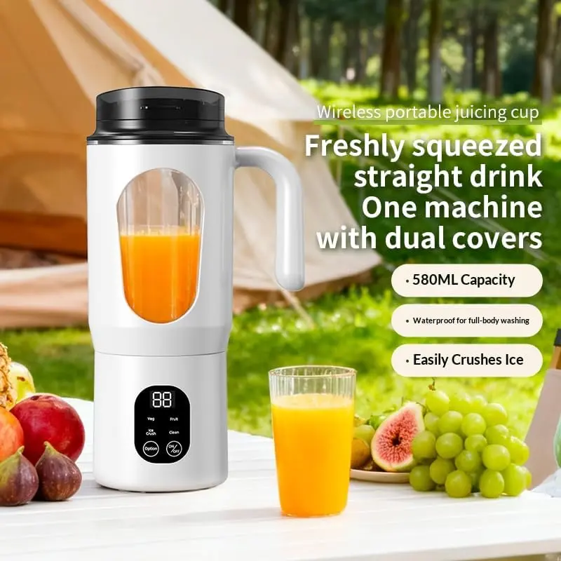 580ML Portable Juicer with LED Display USB Rechargeable Handheld Juice Blender 22000 RPM Self-Cleaning BPA-Free for Smoothies and Juices with Ice Crush Function