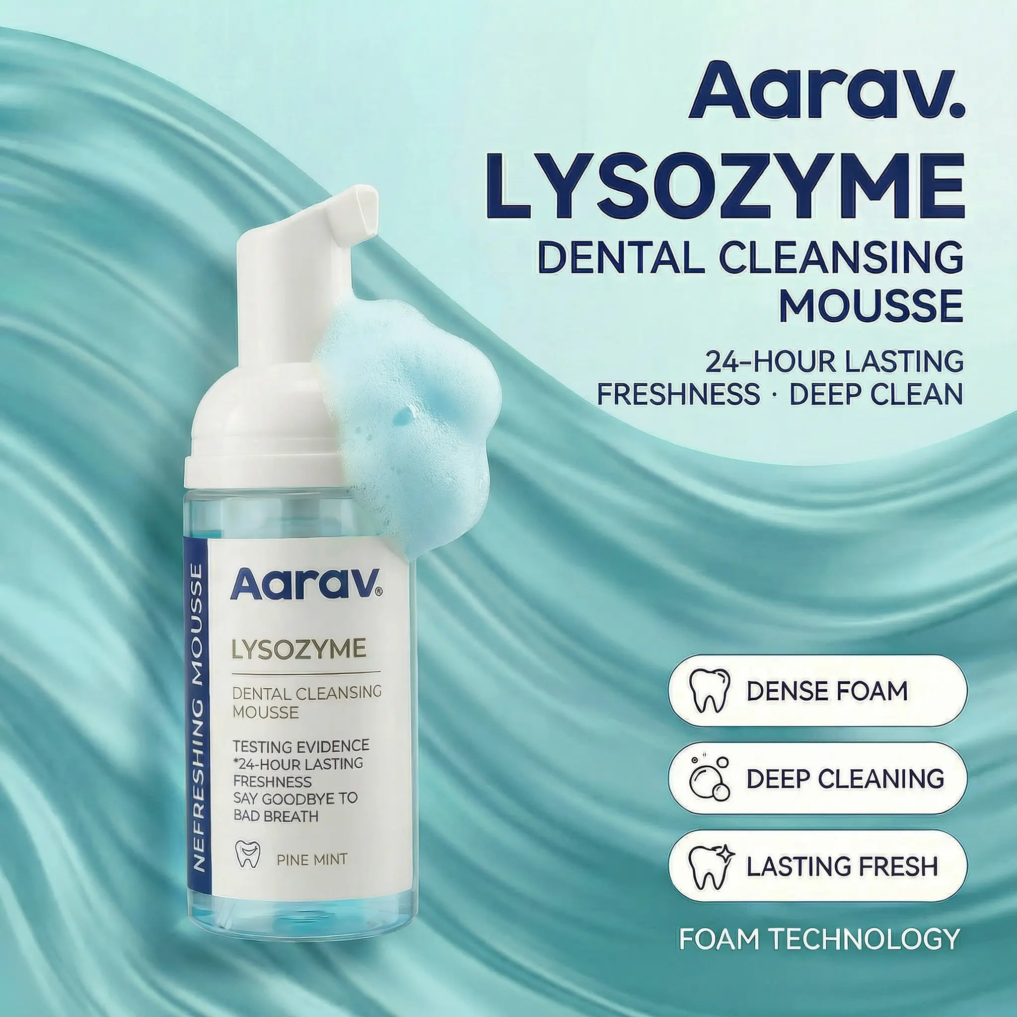 Aarav Foaming Mouthwash Mousse, No Water Needed & Zero Burn - Portable Instant Fresh Breath for On-the-Go Use After Coffee & Meals, Alcohol-Free & Gentle Formula.