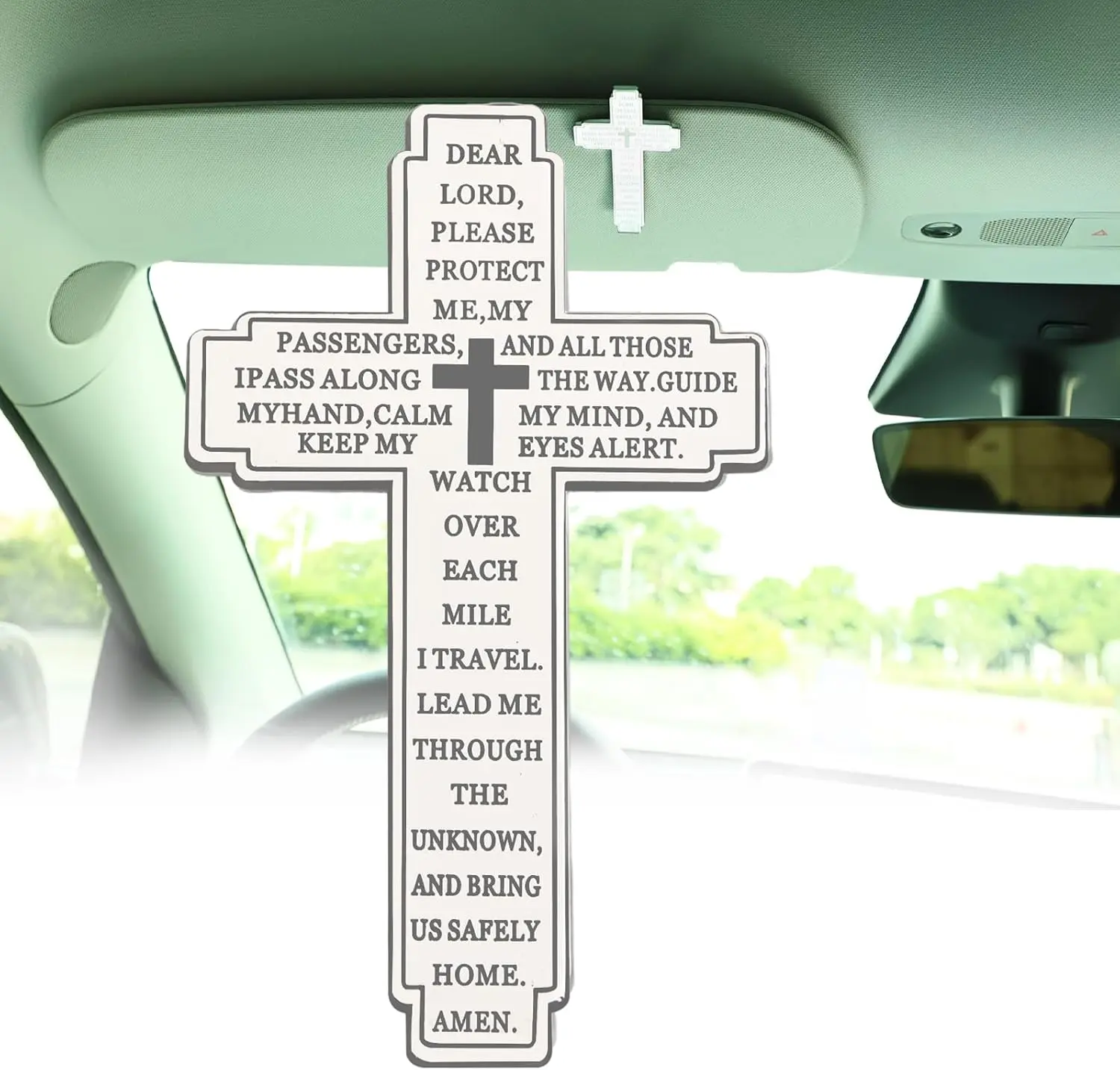 Motorist Prayer Cross Visor Clip for , Automotive Sun Visor Accessory, Blessing Cross   for Safe Travel & Protection for Drivers (1, )