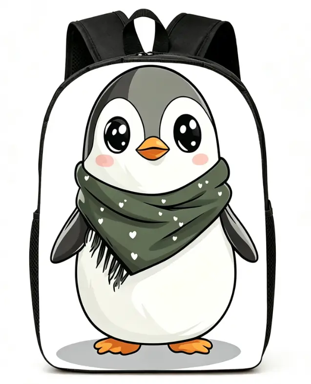 Cartoon_Penguin, Lightweight, Large-capacity Unisex Backpack with Adjustable Shoulder Straps, Side Pockets, Suitable for Casual Wear, Commuting, and Multiple Uses. Ideal for Hiking, Mountaineering, and Adventure, as Well as as a Laptop Bag.