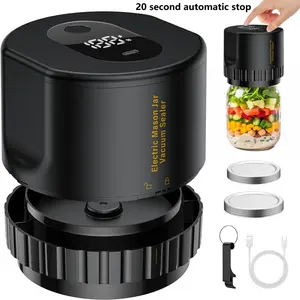 Mason Jar Electric Vacuum Sealer, Electric Vacuum Sealing Machine With 10 Lids & Cable & Tool, Auto Sealing Machine Kit For Covered Food Storage & Fermentation, Automatic Air Sealer