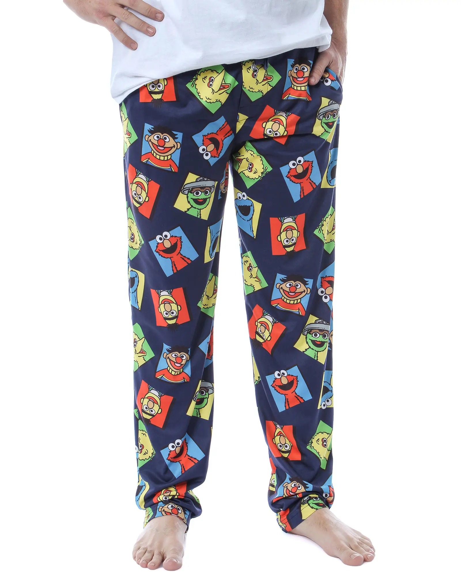 Sesame Street Men's Cookie Monster Elmo Big Bird Oscar The Grouch Big Bird Bert Ernie Lounge Sleep Pajama Pants, Smooth, Spandex