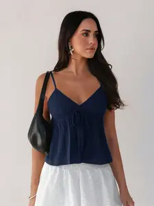 Summer New Sexy European Style Slim Fit Fitted Knit Spaghetti Strap Sleeveless Top, Low Chest Backless Tie Waist Babe Vest for Women, Casual Fashion