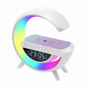 Portable Bluetooth Speaker with LED Night Light 3401 Wireless Charging Alarm Clock Smart Multi Function Desktop Music Player